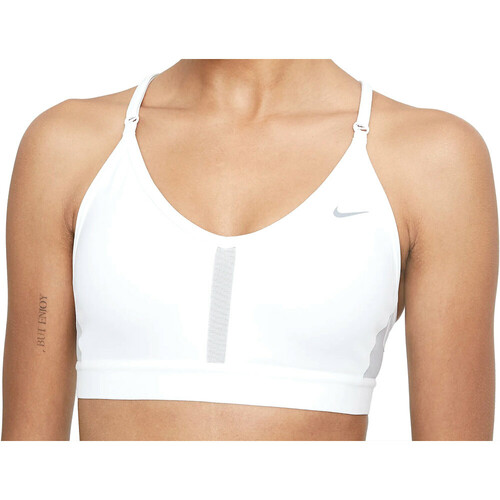 NIKE W NK DF INDY V-NECK BRA blanco