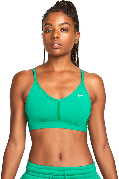 NIKE W NK DF INDY V-NECK BRA verde