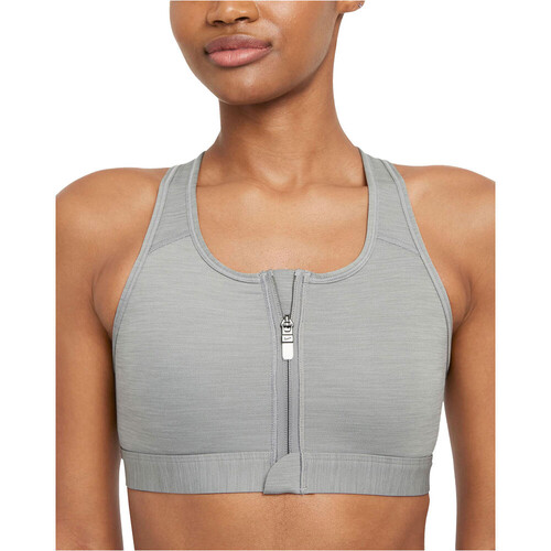 NIKE W NK DF SWSH ZIP FRONT BRA gris