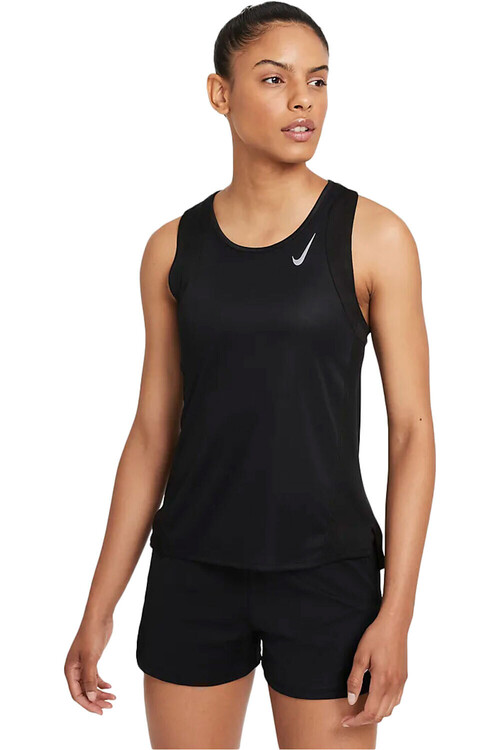 NIKE W NK DF RACE SINGLET negro