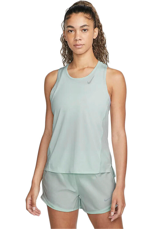 NIKE W NK DF RACE SINGLET verde