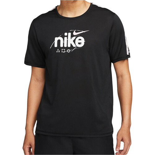 NIKE M NK DF MILER SS DYE negro