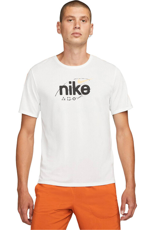 NIKE M NK DF MILER SS DYE blanco