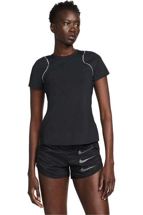 NIKE W NK DF RUN DVN TOP SS negro