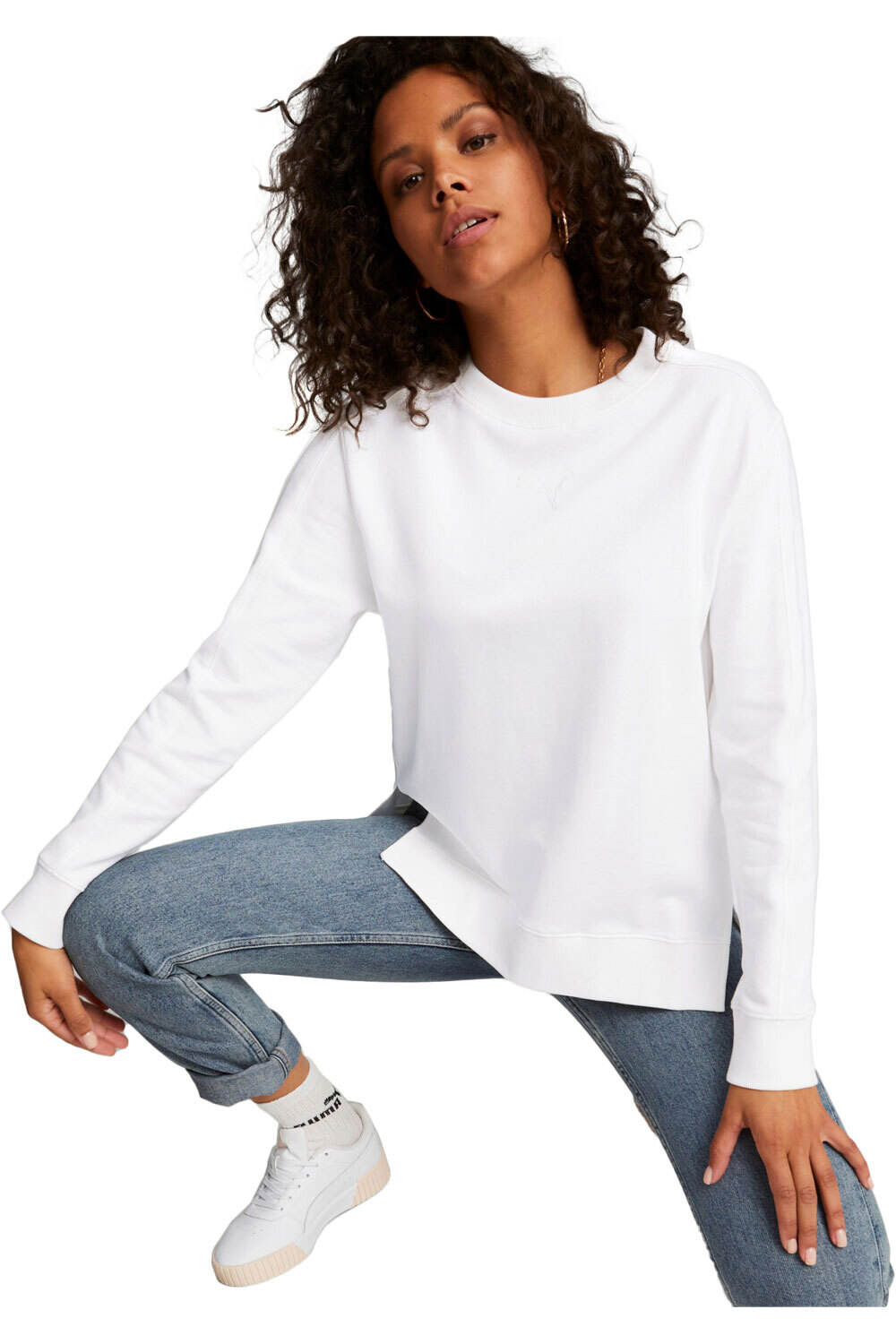 Puma camiseta manga larga mujer Puma HER Crew TR vista frontal Puma camiseta manga larga mujer Puma HER Crew TR vista frontal