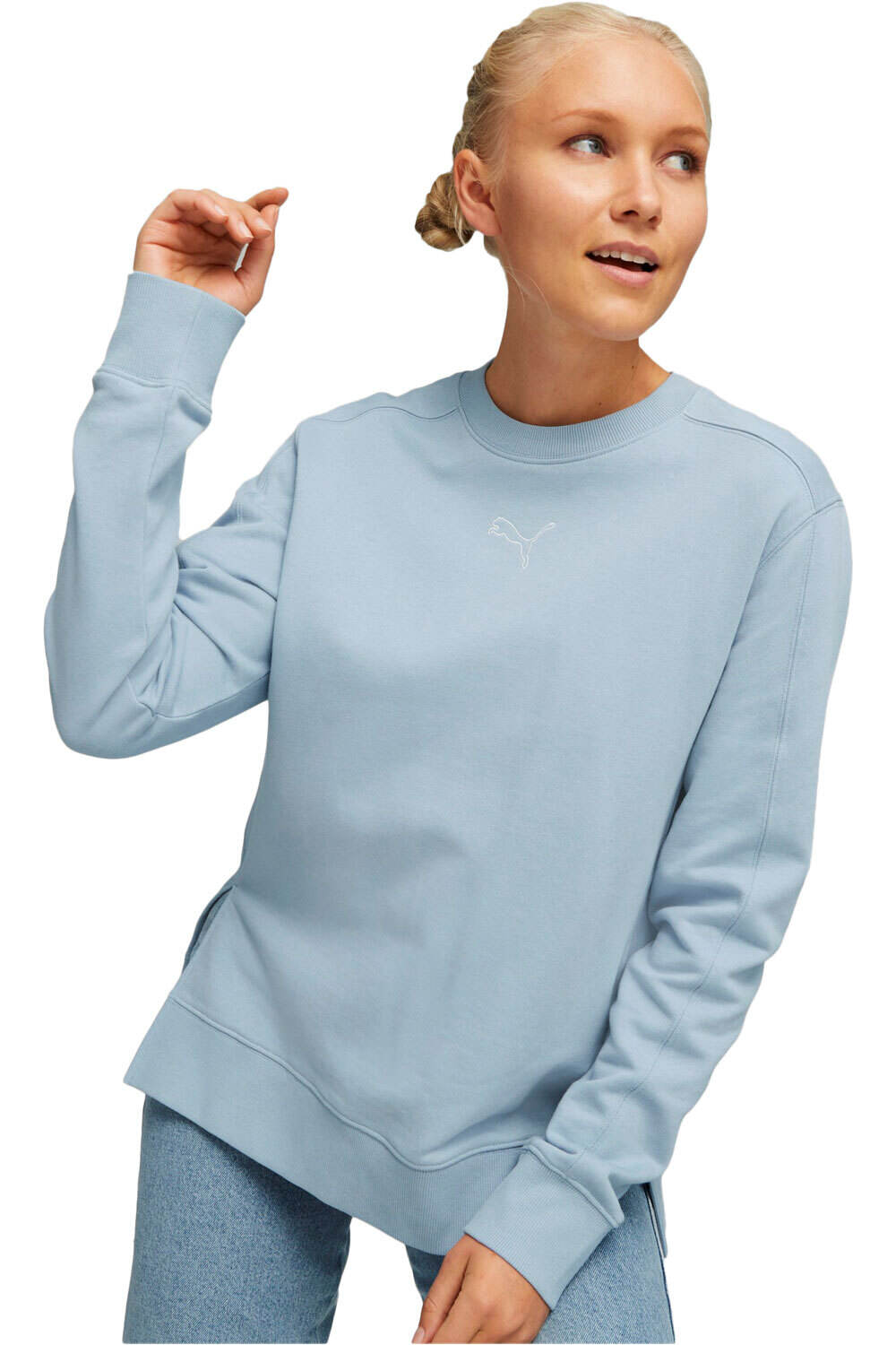 Puma camiseta manga larga mujer Puma HER Crew TR vista frontal Puma camiseta manga larga mujer Puma HER Crew TR vista frontal