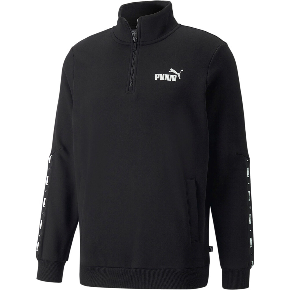 Puma sudadera hombre Puma ESS+ Tape Half-Zip F vista frontal Puma sudadera hombre Puma ESS+ Tape Half-Zip F vista frontal