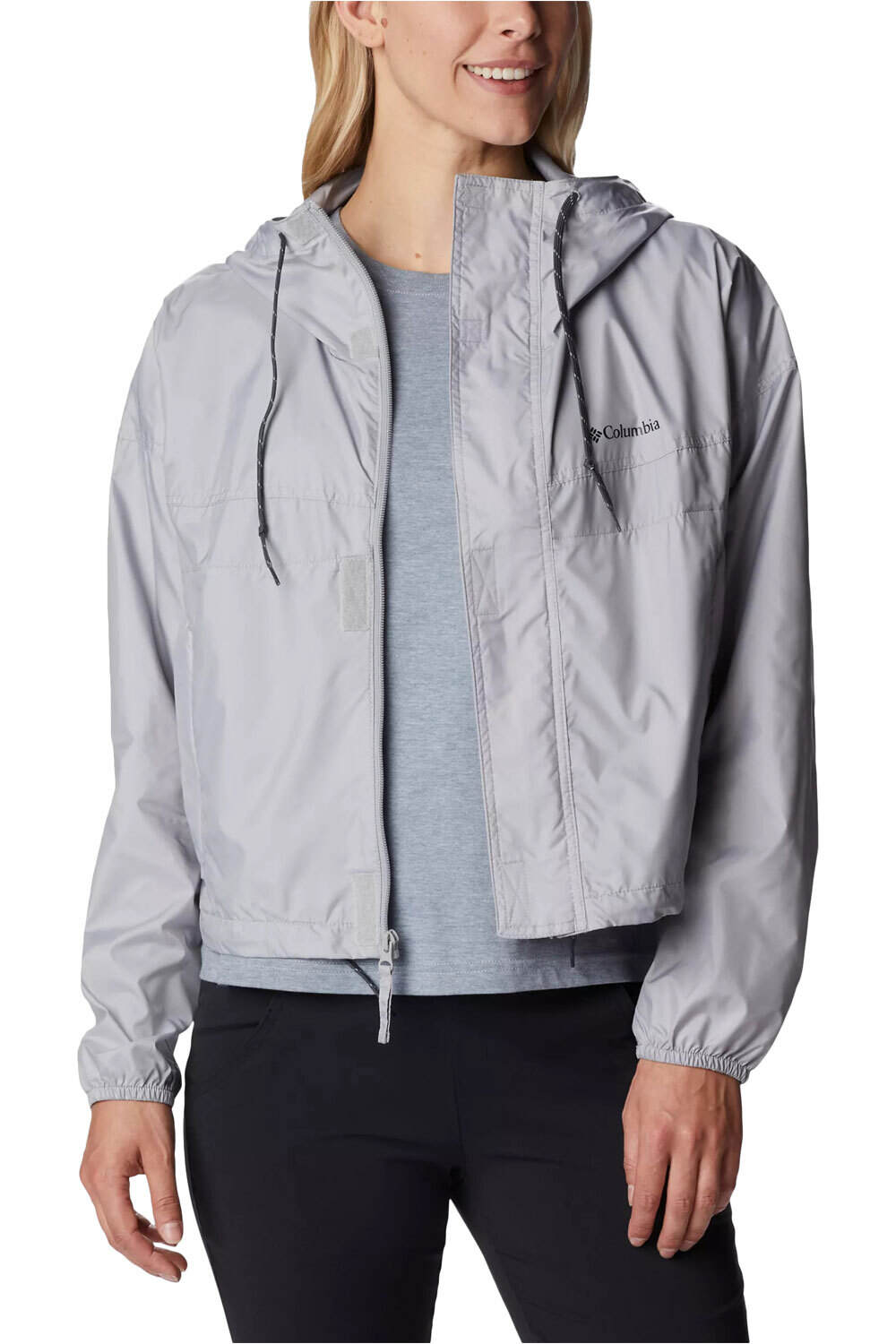Columbia chaqueta impermeable mujer Columbia Flash Challenger Cropped Windbreaker vista frontal Columbia chaqueta impermeable mujer Columbia Flash Challenger Cropped Windbreaker vista frontal