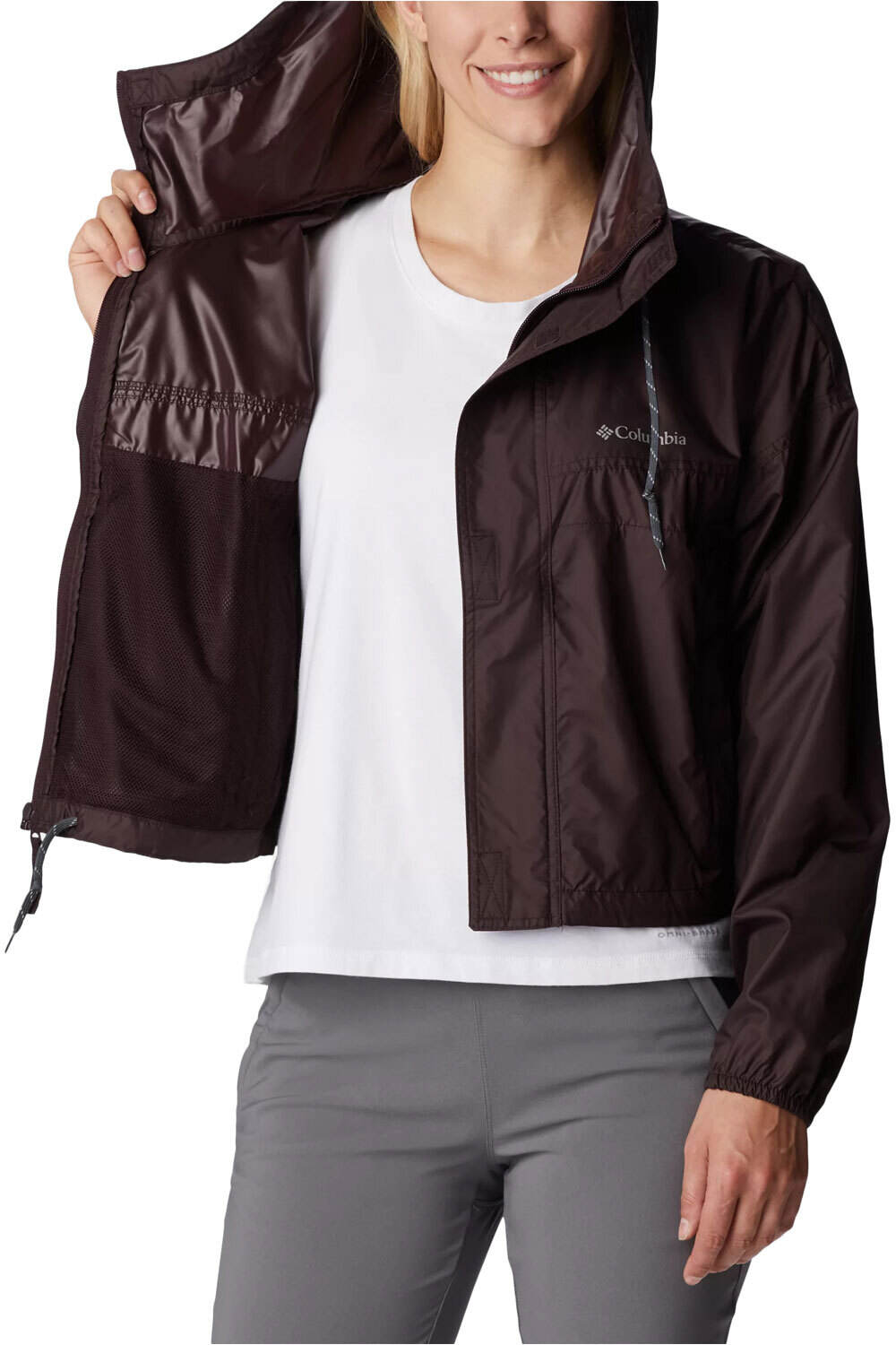 Columbia chaqueta impermeable mujer Columbia Flash Challenger Cropped Windbreaker vista trasera Columbia chaqueta impermeable mujer Columbia Flash Challenger Cropped Windbreaker vista trasera