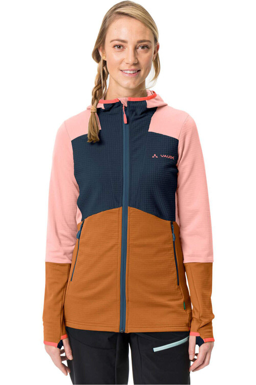 VAUDE WOMEN'S MONVISO HOODED GRID FLEECE JACKET azul